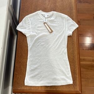 Skims Threadbare Rib Crewneck Standard T Shirt Top Snow White XSmall NWT
